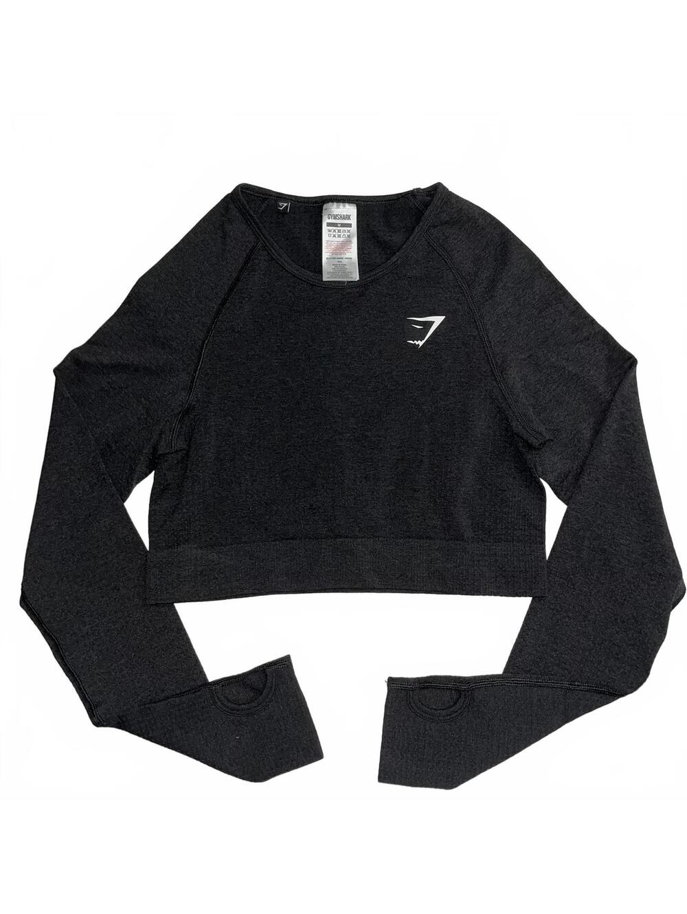 Gymshark Black Long Sleeve Crop Top Women’s Size Medium